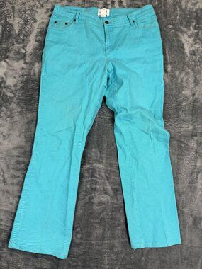 Mainstreet Blues Womens Turquoise Stretch Pants Size 16W Cotton Blend